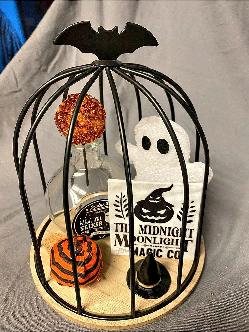 Halloween Bat Cage Decor in Black & Orange